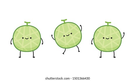 Melon character design. melon on white background. wallpaper. symbol. logo design.