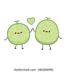Melon character design. melon on white background. wallpaper. symbol. logo design.