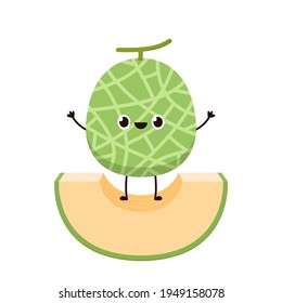 Melon character design. melon on white background. wallpaper. symbol. logo design.
