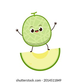 Melon character design. melon on white background. Melon cartoon.