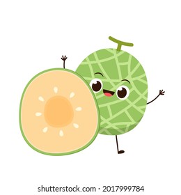 Melon character design. melon on white background. Melon cartoon.