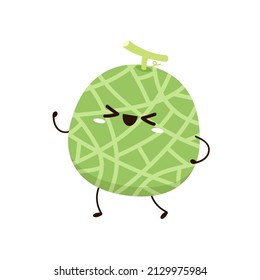 Melon character design. melon on white background. Melon cartoon.