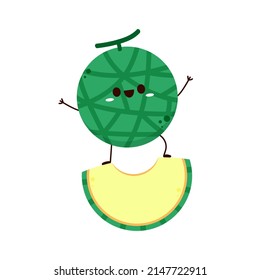 Diseño de carácter melón. melón sobre fondo blanco. Caricatura de melón.
