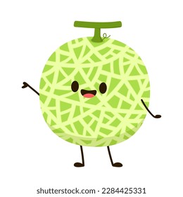 Diseño de carácter melón. melón sobre fondo blanco. Melón en un vector de sombrero campesino.