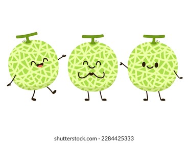 Diseño de carácter melón. melón sobre fondo blanco. Melón en un vector de sombrero campesino.