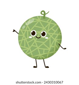 Melon character design. melon on white background. Melon cartoon.