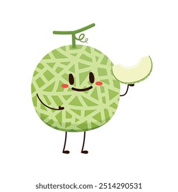 Melon character design. melon on white background. Melon cartoon.