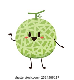 Diseño de carácter de melón. melón sobre fondo blanco. Caricatura de melón.
