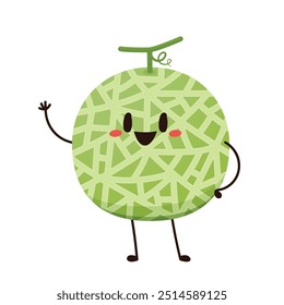 Melon character design. melon on white background. Melon cartoon.