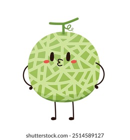 Diseño de carácter de melón. melón sobre fondo blanco. Caricatura de melón.