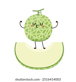 Design de caracteres melão. melão sobre fundo branco. Caricatura de melão.