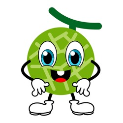 Melon Character Happy Isolated Vector Illustration On White Background
