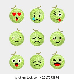 melon character icon set template