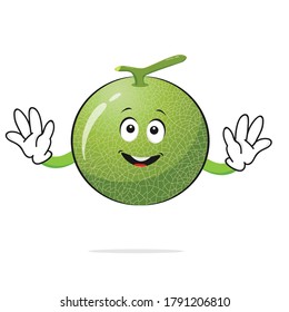 The Melon character smiles on the white background - vector
