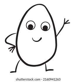 Melon character waving line. Isolated vector illustration on white background.