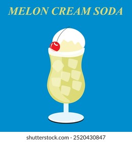 Melon cream soda. Drink. Vector illustration.