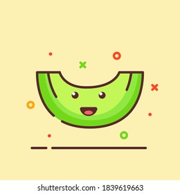 Melon linda mascota enfrenta emoción fruta feliz con el color de forma plana de dibujo de dibujos animados