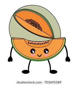 Melon delicious fruit cute kawaii cartoon