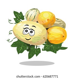 Melon different types cartoon character vector