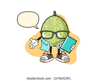 Melon doctor with speech bubble cartoon. Mascot Character vector.