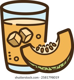 Melon drink vector doodle illustration and graphic