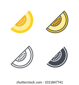 Melon flat outlined solid vector icon