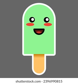 melon flavour popsickle ice cream character sticker