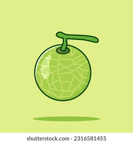 Melon Fruit Cartoon Vector Icon Illustration. Food Nature Icon Concept Isolated Premium Vector