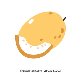 Melon fruit, cut piece and whole, icon. Sweet tropical wedge slice. Healthy natural vitamin summer food, nutrition. Flat graphic vector illustration isolated on white background