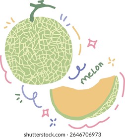fruto de melão em estilo vetorial bonito