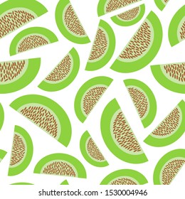 melon fruit flat pattern design with a white background, can be used for fabric, textile, wrapping paper, table cloth, curtain fabric and etc.