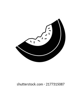 Melon fruit icon in black flat glyph, filled style isolated on white background