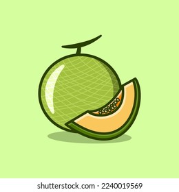 melon fruit illustration in cartoon style on isolated background