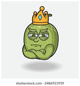 Dibujo animado del personaje de la mascota de la fruta del melón con la expresión celosa. Para marca, etiqueta, embalaje y producto. Ilustración vectorial
