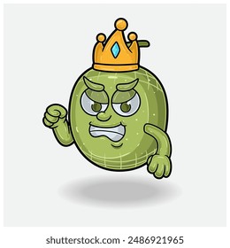 Melon Fruit Mascot Character Cartoon With Angry expression. For brand, label, packaging and product. Vector Illustration