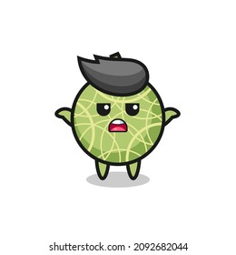 melon fruit mascot character saying I do not know , cute style design for t shirt, sticker, logo element