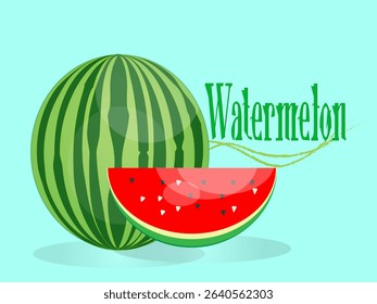 Melon fruit and melon slices in refreshing red color on pastel background. Modern art minimalist style design template for sales, horizontal posters, headers, covers, social media, fashion ads