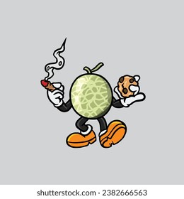 melon fruit smoking joint and hold nug from weed cannabis bud flower marijuana