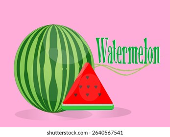 Melon fruit and melon triangle slices in refreshing red color on pastel background. Modern art minimalist style design template for sales, horizontal poster, header, cover, social media, fashion ads