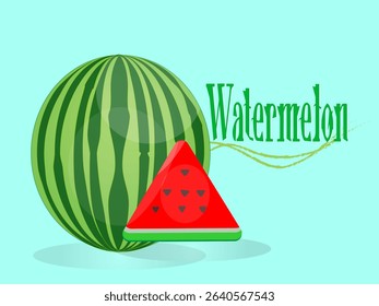 Melon fruit and melon triangle slices in refreshing red color on pastel background. Modern art minimalist style design template for sales, horizontal poster, header, cover, social media, fashion ads