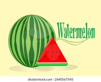 Melon fruit and melon triangle slices in refreshing red color on pastel background. Modern art minimalist style design template for sales, horizontal poster, header, cover, social media, fashion ads
