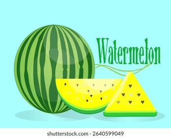 Melon fruit with two halves and fresh yellow triangle on pastel color background. Modern art minimalist style design template for sale, horizontal poster, header, cover, social media, fashion ads