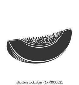 Melon-Glyph-Symbol. Obststücke im Retro-Stil, Vektorgrafik für Design-Werbeprodukte Shop oder Markt.