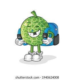 melon goes to school vector. cartoon character