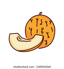 Melon and half color line icon. Pictogram for web page, mobile app, promo.