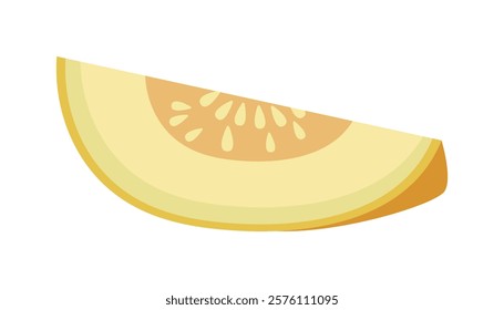 Melon half and slice. Vector illustration cartoon flat icon isolated on white. Melon vitamins icon for your design. Vector illustration, Chamoe melon, or Korean. Cantaloupe, tasty.