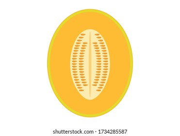 Melon. Gesundes Essen und leckeres Essen. Vektorgrafiken auf weißem Hintergrund.