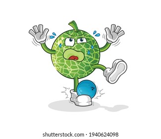melon hiten by bowling cartoon. cartoon mascot vector