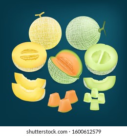 Melon Honeydew Cantaloupe Cut and Sliced