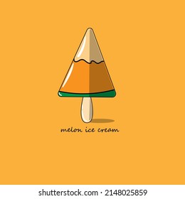 melon ice cream illustration vector